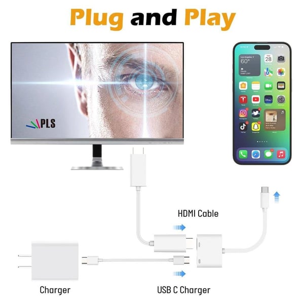 USB-C til HDMI + USB-C-adapter med høy oppløsning