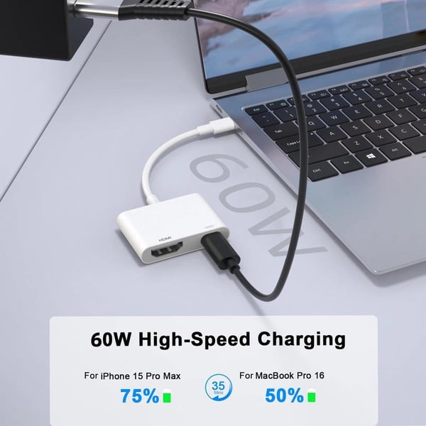 USB-C til HDMI + USB-C-adapter med høy oppløsning