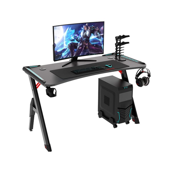 Gamingbord 140 x 60 cm / spillebord / RGB-bord / computerskrivebord med kulfiberstruktur