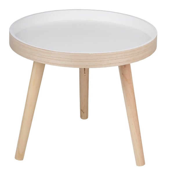 Runt sidobord Ø40x36cm / avlastningsbord / småbord / bord / litet soffbord i natur/vitt