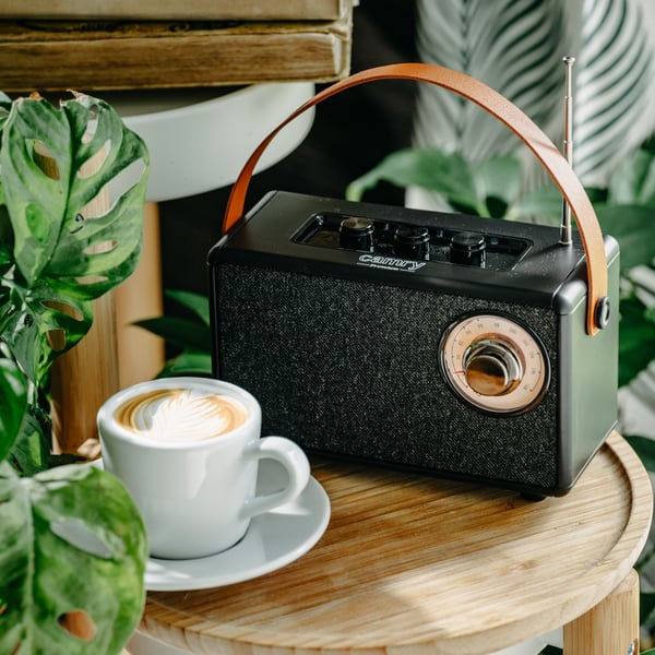 FM-radio med bluetooth og TWS-funktion - sort