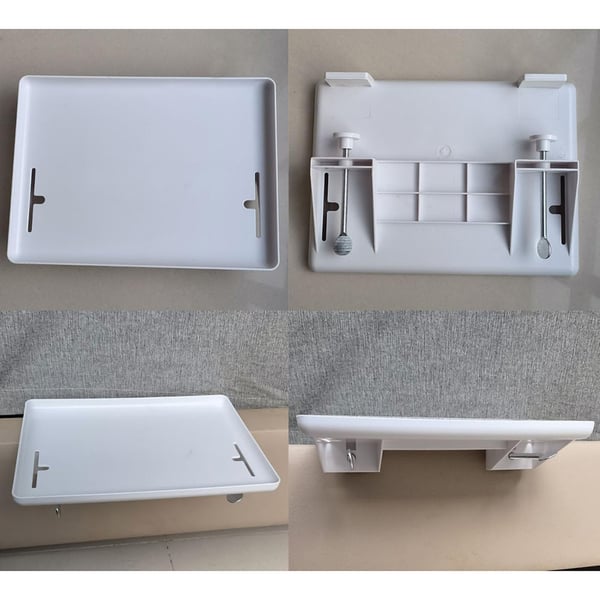 Hvid sengehylde 32 x 23,3 cm / sengebordshylde i ABS-plast / opbevaring ved sengen / praktisk hylde til seng