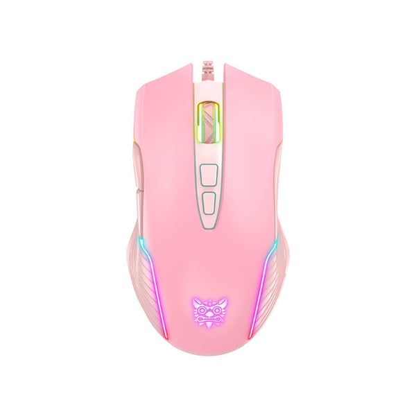 Onikuma CW905 gamingmus med 6 DPI-niveauer og RGB-belysning - pink