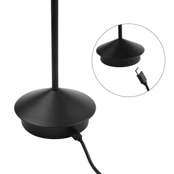 Sort bordlampe med 3 lysstyrkeniveauer og touch-kontrol