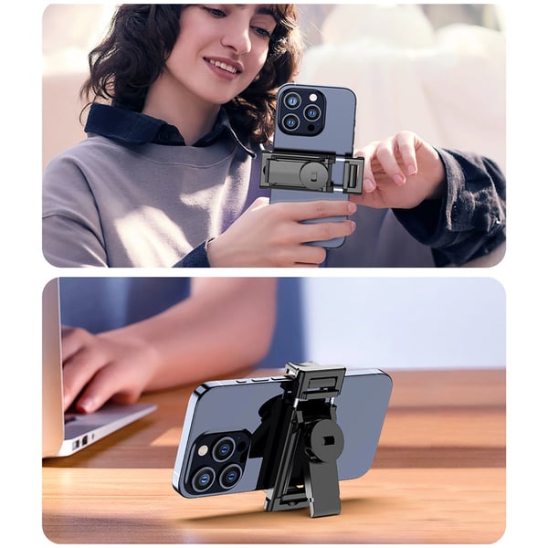 Teleskopisk selfie-stang med stativ og Bluetooth 5.2-fjernbetjening, 1,3 m - Sort