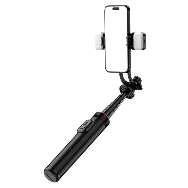 Selfie-keppi jalustalla ja teleskooppikahvalla 1,75 m Bluetoothilla ja 360° pyörimisellä - Musta