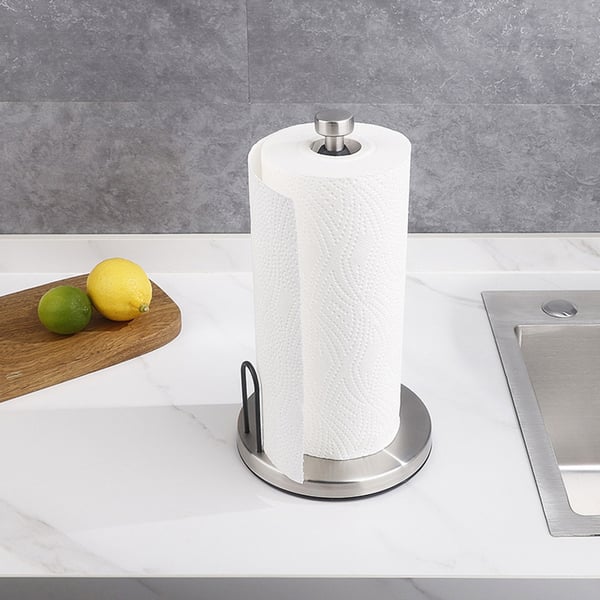Hushållspappershållare i rostfritt stål med halkfri design - Silver