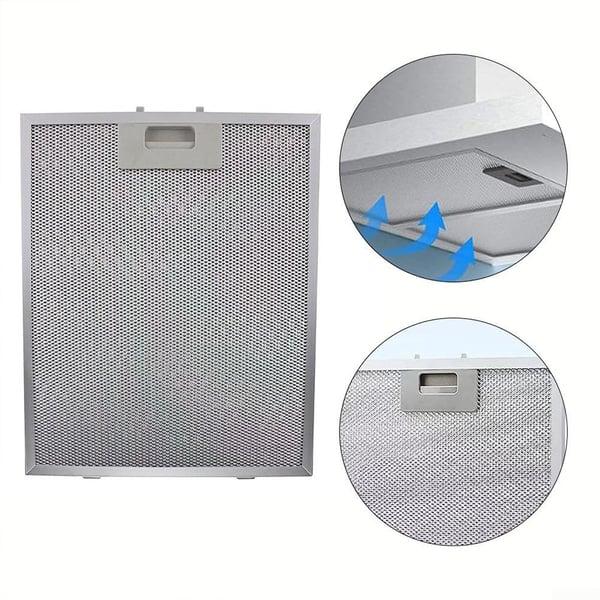 Fedtfilter til emhætte med 5-lags aluminiumskonstruktion, 31 x 25 cm - 2-pak