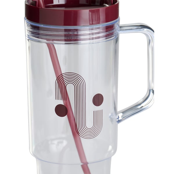 Krus med sugerør 1,1 liter / drikkekrus med låg / plastkrus med hank / assorterede farver