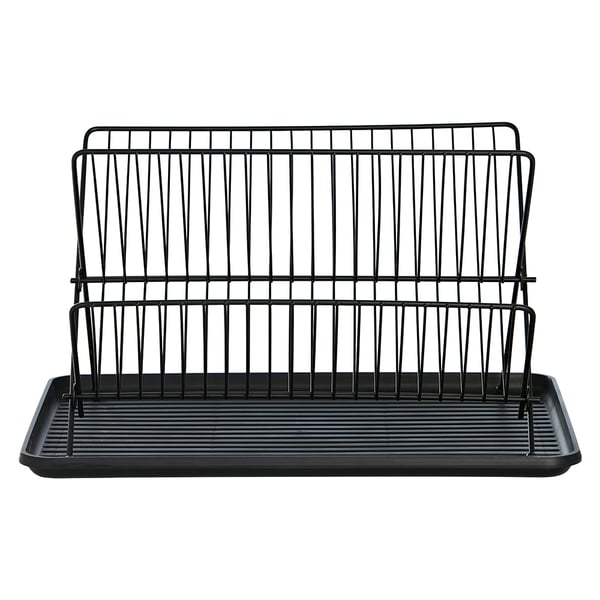32x43x23 cm opvaskestativ med rummeligt design og praktisk base - Sort