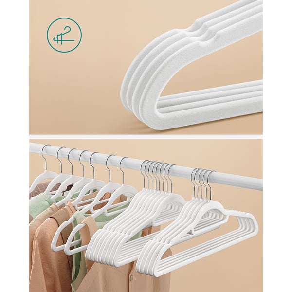 Samettiset ripustimet ja 360° kääntyvä koukku - 50-pack - 50-pack