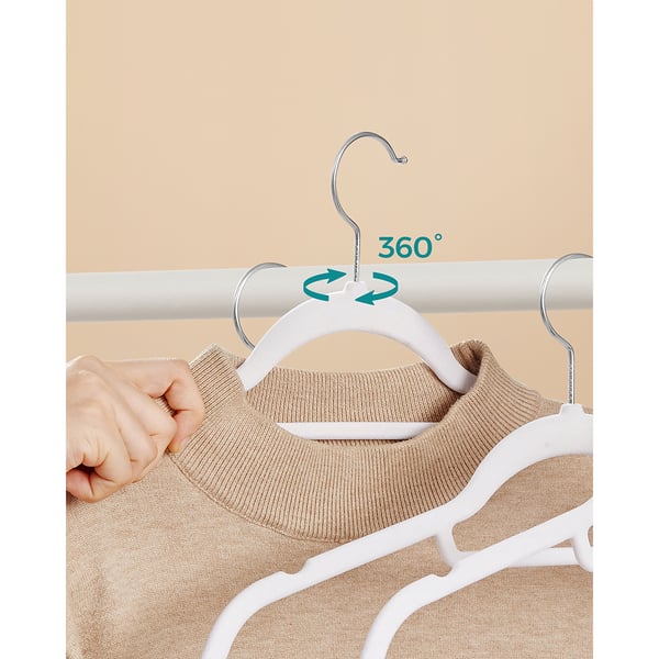 Samettiset ripustimet ja 360° kääntyvä koukku - 50-pack - 50-pack