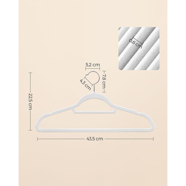 Samettiset ripustimet ja 360° kääntyvä koukku - 50-pack - 50-pack