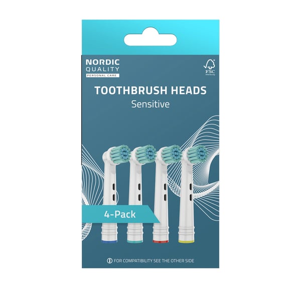 Nordic Quality Tandbørstehoved Sensitive to Oral-B 4-pak