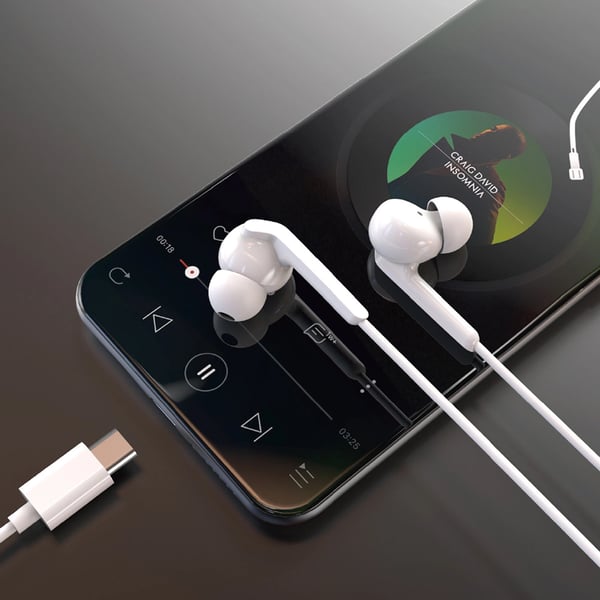Dudao Hodetelefoner med USB-C-kontakt 1,2 m - hvit