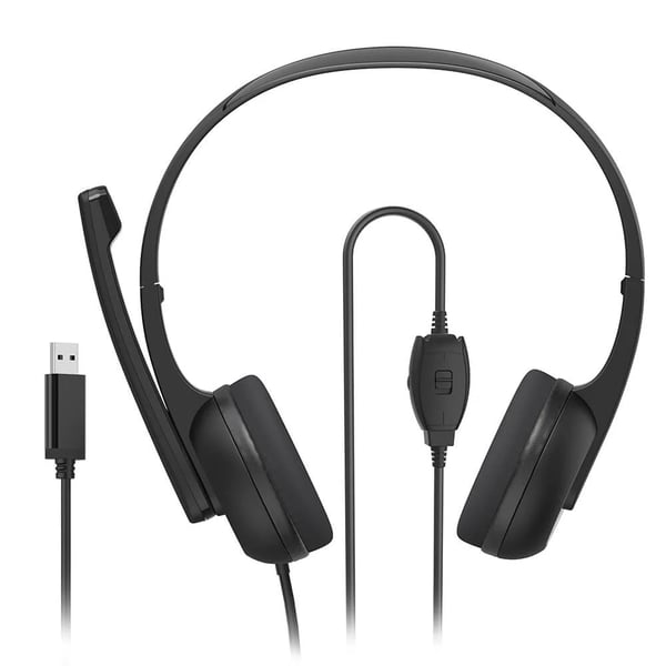 Hama HS-USB250 V2 On-Ear Office-hodesett med USB-kontakt - Svart