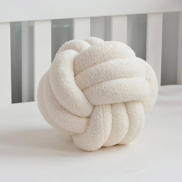 Knutkudde 30x30cm vit / dekorativ kudde i knutdesign / flätad prydnadskudde / mjuk soffkudde