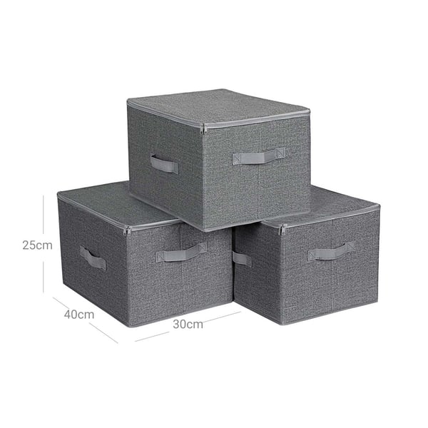 Sammenleggbare oppbevaringsbokser i filt 3-pk 40 x 30 x 25 cm