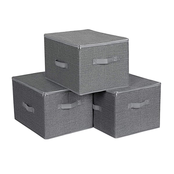 Sammenleggbare oppbevaringsbokser i filt 3-pk 40 x 30 x 25 cm Sammenleggbare oppbevaringsbokser i filt 3-pk 40 x 30 x 25 cm