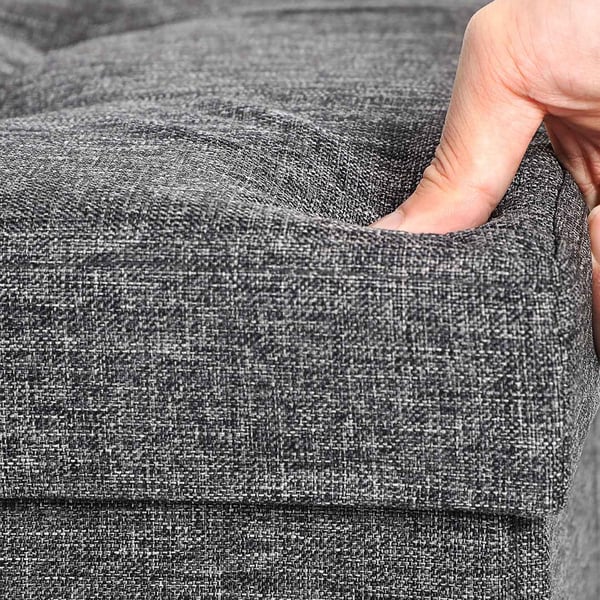 Ottoman med opbevaring 76 x 38 x 38 cm - sammenklappelig bænk i skifergråt imiteret linned
