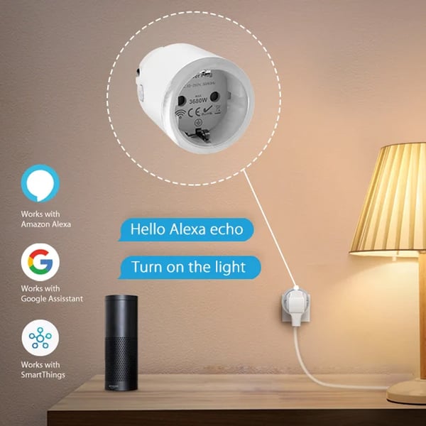 Smart plug med Zigbee, energimätning och röststyrning, 16A, kompatibel med HomeKit och Tuya
