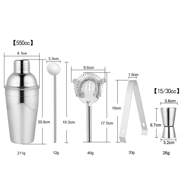 Cocktail-juomasekoitinsarja 5 kpl - 500ml