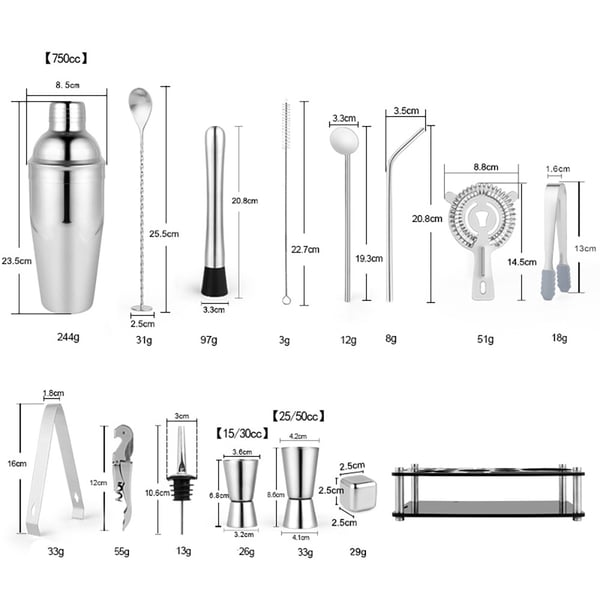 Cocktail Shaker Set 23 kpl 750ml