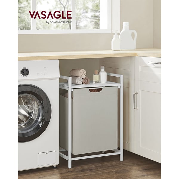 Vasketøjskurv med udtrækskurv - Hvid/Beige