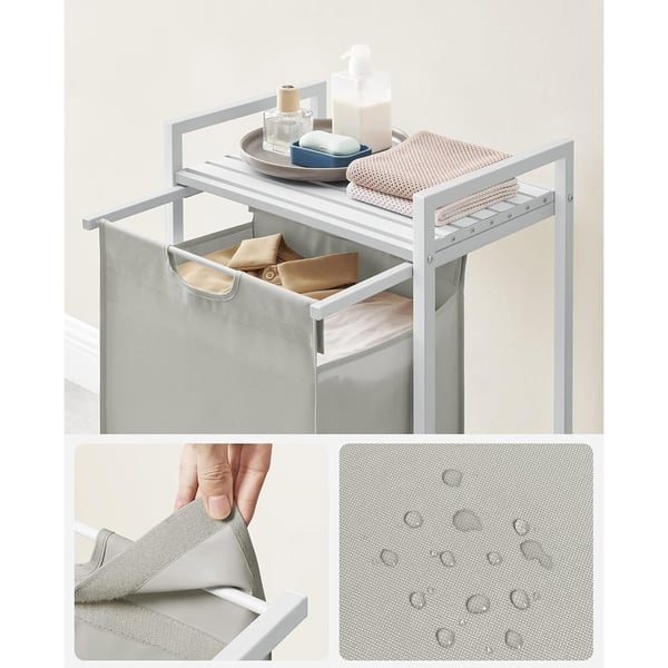 Vasketøjskurv med udtrækskurv - Hvid/Beige