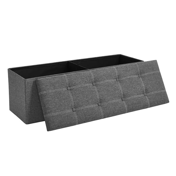 Oppbevaringsbenk i mørkegrått stofftrekk - 110 x 38 x 38 cm
