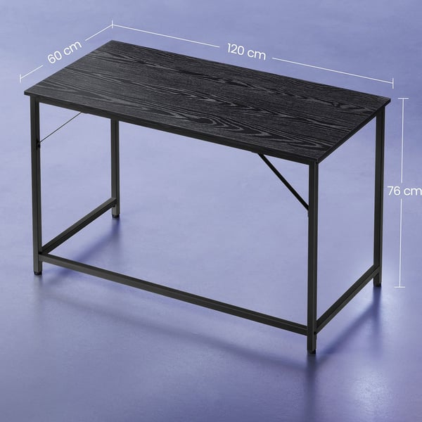 Stabilt skrivebord i Sort med metalramme - 120 x 60 x 75 cm