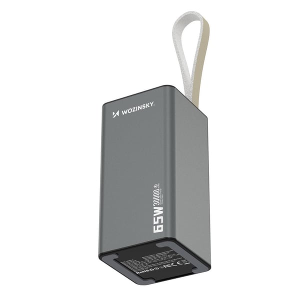 Powerbank 30000mAh med 65W snabbladdning, 2xUSB-C och 1xUSB för laptop och mobil