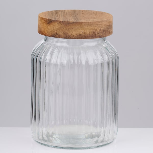 Lasipurkki puukannella, n. 1000 ml