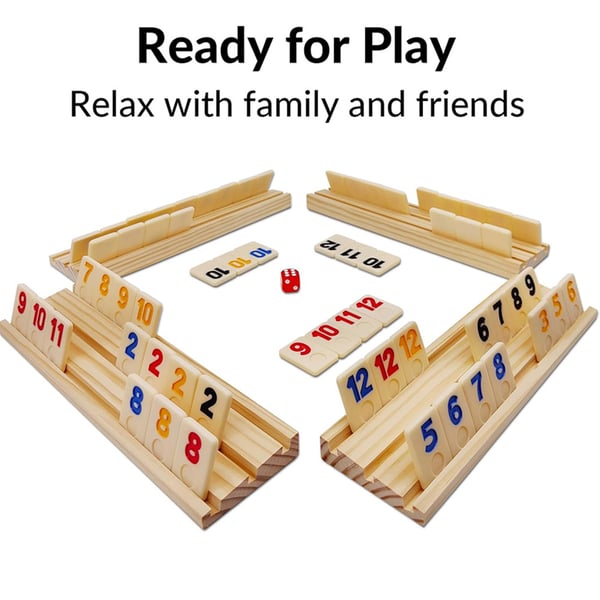 Rummikub selskabsspil for op til 6 spillere - med træbrikker og opbevaringspose
