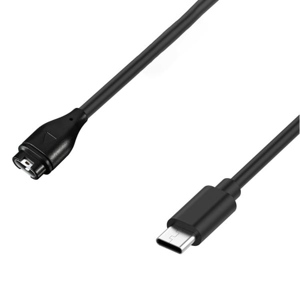 USB-laturi Garmin Fenix, Instinct, Forerunner ja muut - 1 m, Musta