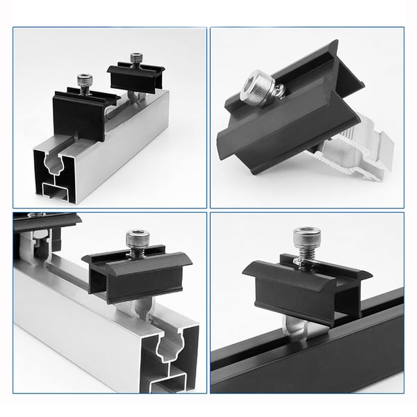 Senterklemme i aluminium for solcellemodul - 10-pakning