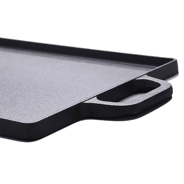 Vendbar grillplade i støbejern med grill- og stegeoverflade - 40x20 cm