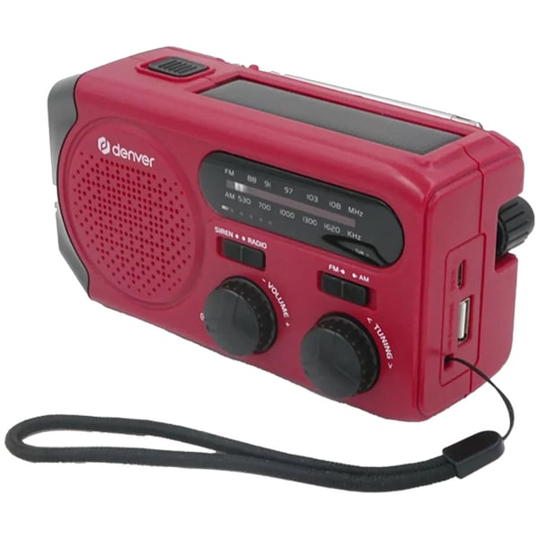 Denver SCR-2010 håndsvingradio med solcelleopladning og 2000 mAh batteri