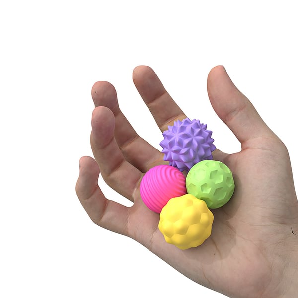 Antistressbolde med etui - 4-pak farverig