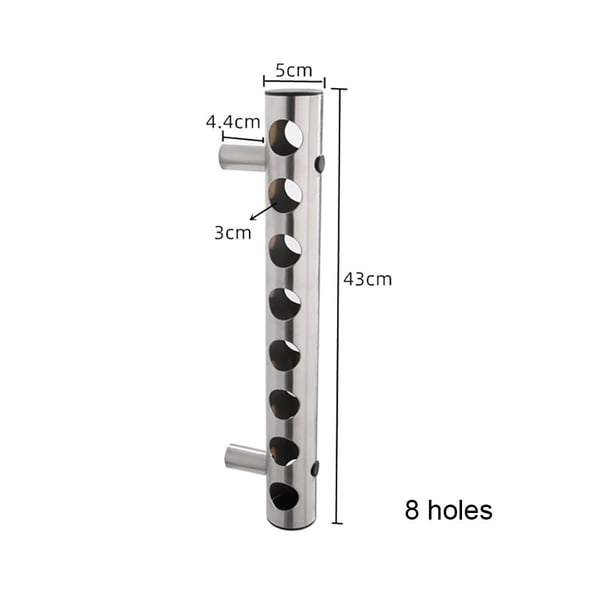 Vinreol i rustfritt stål for 8 flasker, 43 cm