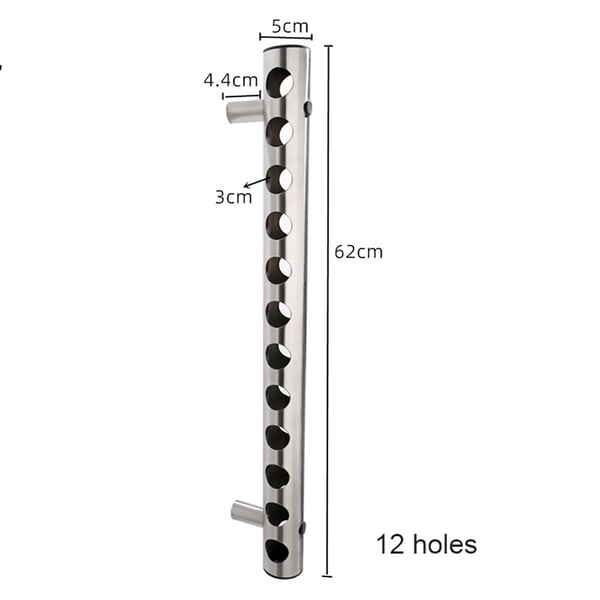 Vinreol i rustfritt stål for 12 flasker, 62 cm