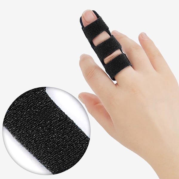 Fingerstøtte med festebånd i aluminium og stoff