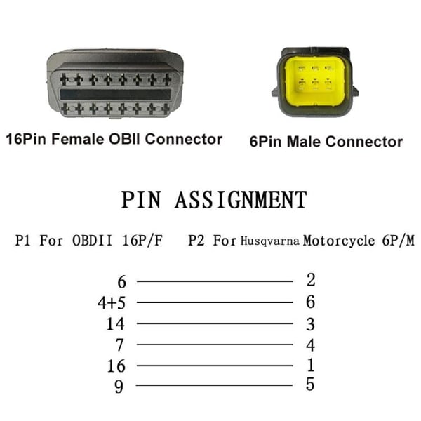 OBD2-kabel 6-polet til 16-polet adapter til Husqvarna MC
