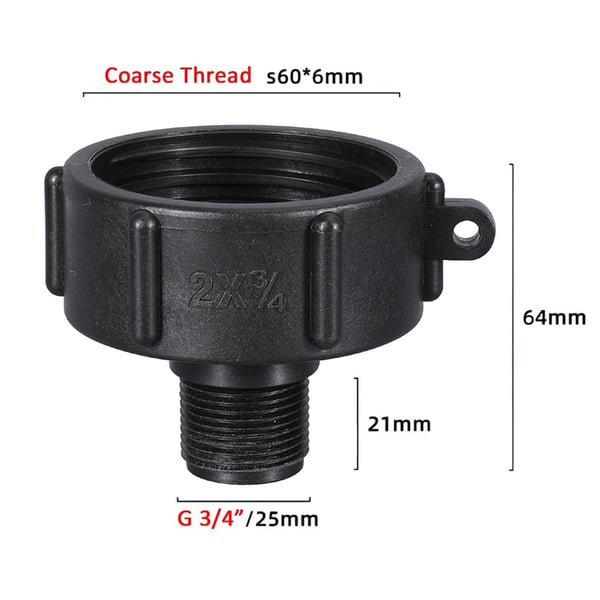Kytkentäadapteri IBC-säiliölle S60x6mm G 3/4'' kierteeseen 2-pakkaus