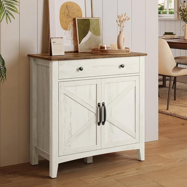 Skjenk 80 cm Country Style rustikk – hvit/brun