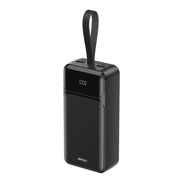 BWOO 65W Powerbank 30000mAh med 2xUSB, 1xUSB-C og LCD-skærm - Sort