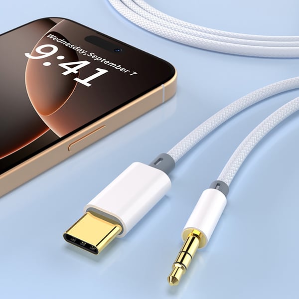 USB-C til 3,5 mm lydkabel med innebygd DAC