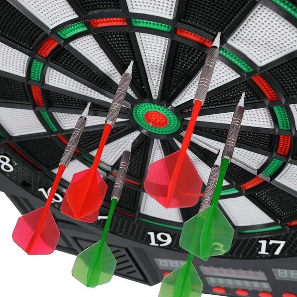 Elektronisk LED-dartskive – 27 spil og 12 dartpile