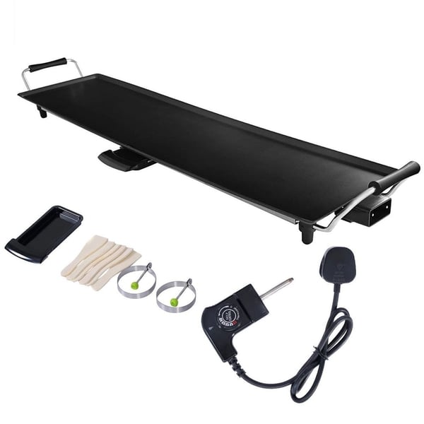 Elektrisk grillplate 1800 W for innendørs bruk – svart 90 cm
