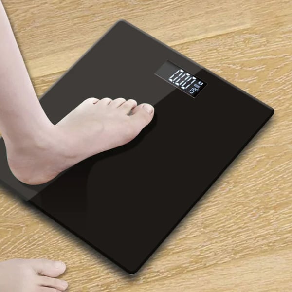 Herzberg digital personvekt med stor LCD-skjerm - Svart